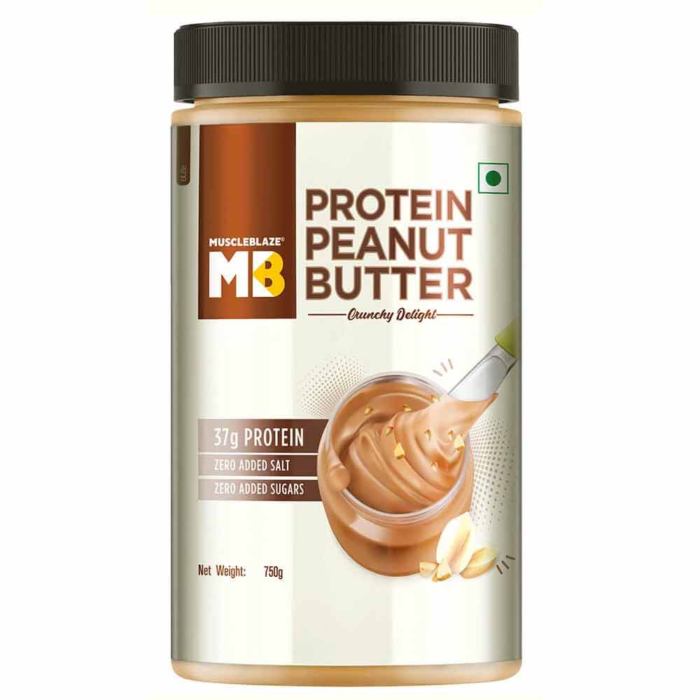 MuscleBlaze High Protein Peanut Butter OP, 0.750 kg Unsweetened Crunchy