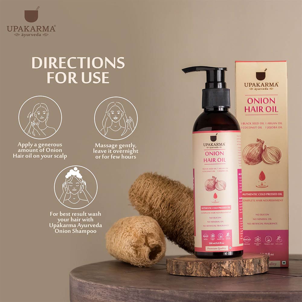 3 - Upakarma Ayurveda Onion Hair Oil,  200 ml  Complete Hair Nourishment 