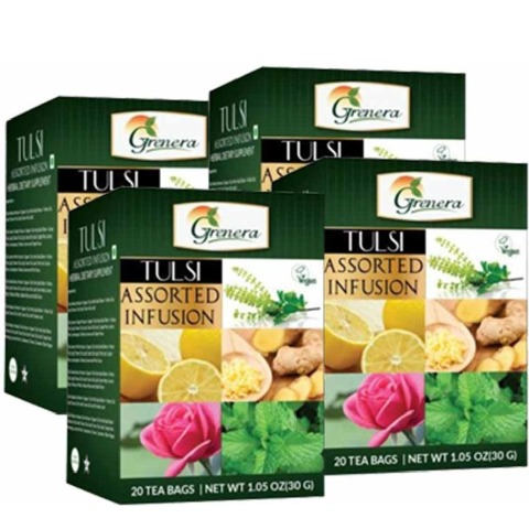 Grenera Tulsi Assorted Infusion, Assorted 20 Piece(s)/Pack - Pack of 4 Grenera Tulsi Assorted Infusion, Assorted 20 Piece(s)/Pack - Pack of 4
