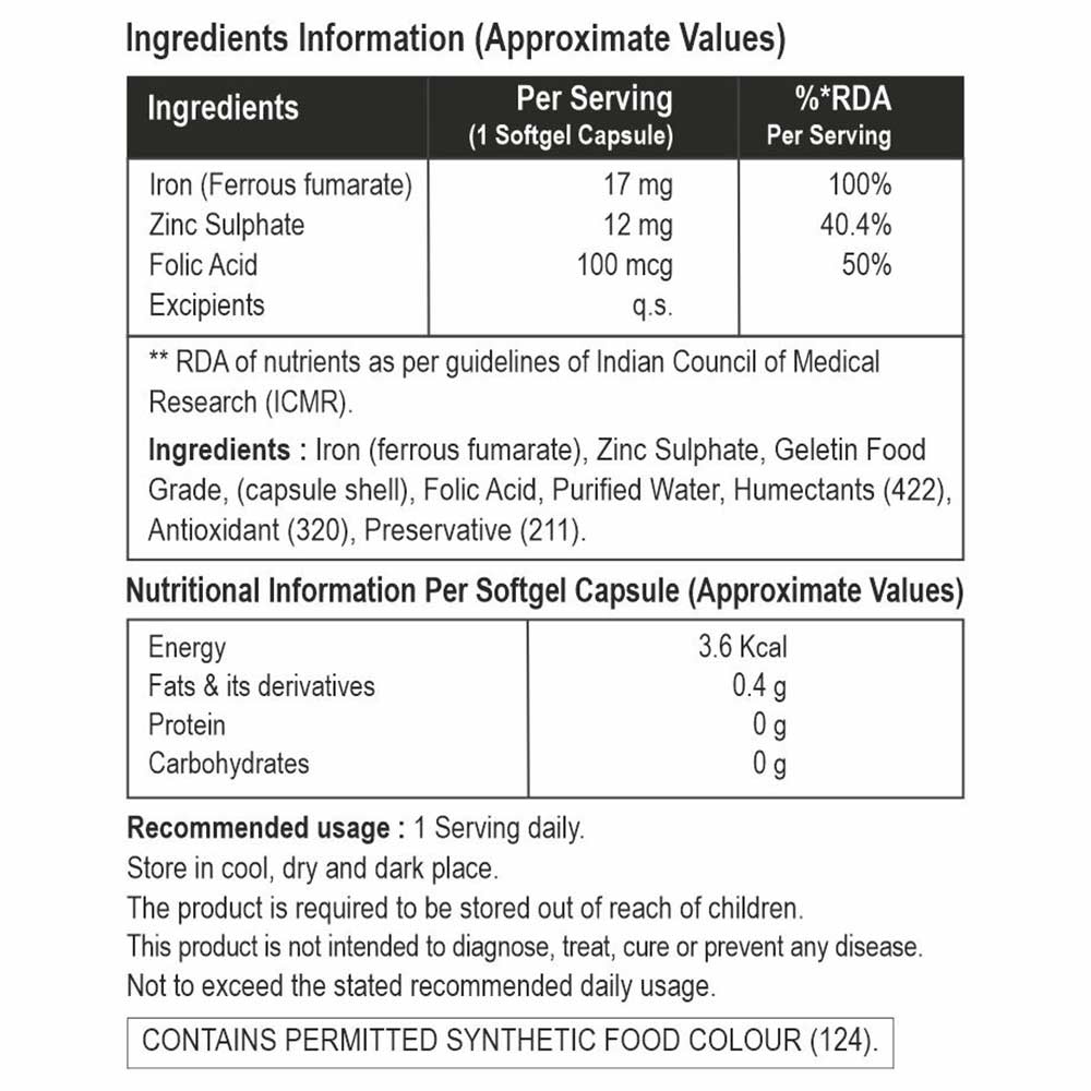 nutrition - HealthXP Iron,  60 softgels 