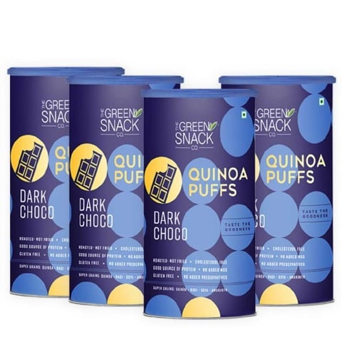 1 - The Green Snack Co. Quinoa Puffs - Pack of 4,  Dark Choco  150 g 