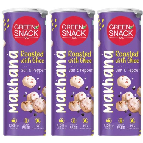 1 - The Green Snack Co. Makhana - Pack of 3,  Salt & Pepper  65 g 