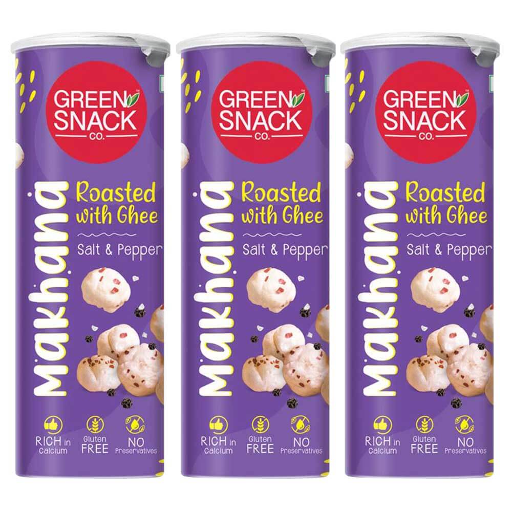 1 - The Green Snack Co. Makhana - Pack of 3,  Salt & Pepper  65 g 