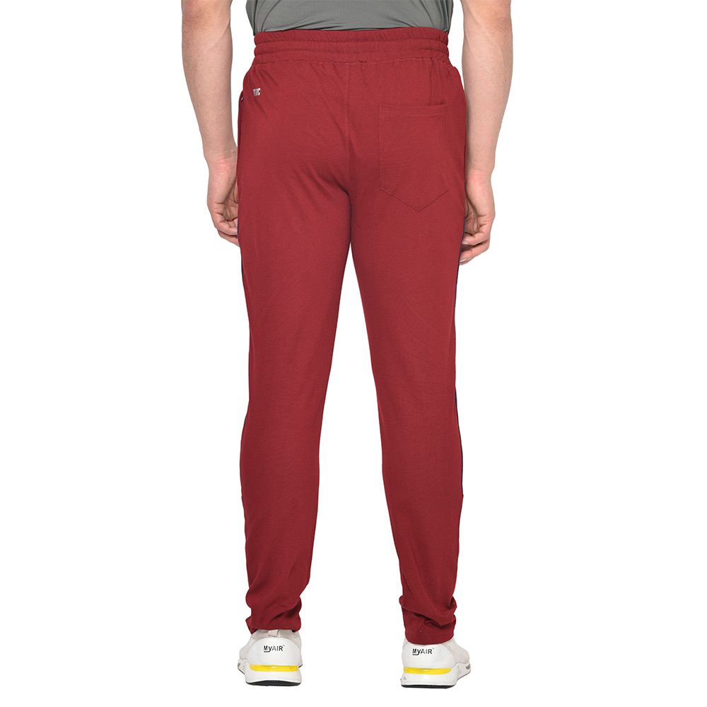 4 - Fitinc Side Striped Cotton Trackpant with Both Side Zipper Pockets,  Black  Medium 