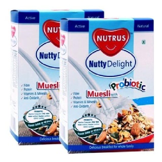 Nutrus Nutty Delight Muesli (Pack of 2), Unflavoured 400 g