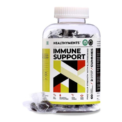 1 - Healthyments Immunity Support,  60 gummies  Black Currant 