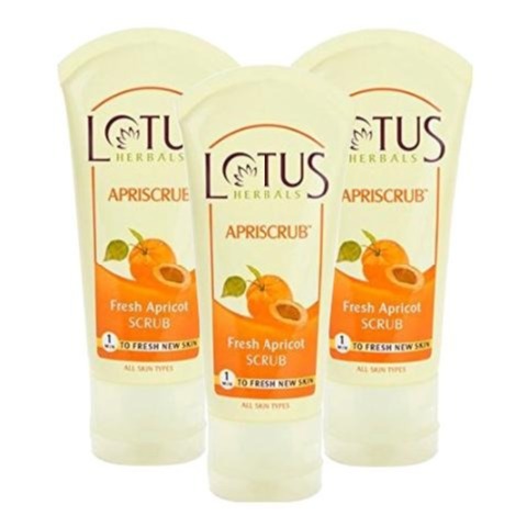Lotus Herbals Apriscrub Fresh Apricot Scrub, 100 g for All Skin Types - Pack of 3 Lotus Herbals Apriscrub Fresh Apricot Scrub, 100 g for All Skin Types - Pack of 3