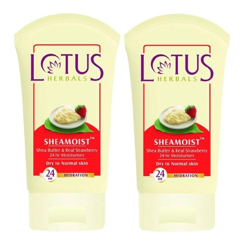 Lotus Herbals Shea 24hr Moisturiser, 120 g Butter & Strawberry - Pack of 2 Lotus Herbals Shea 24hr Moisturiser, 120 g Butter & Strawberry - Pack of 2