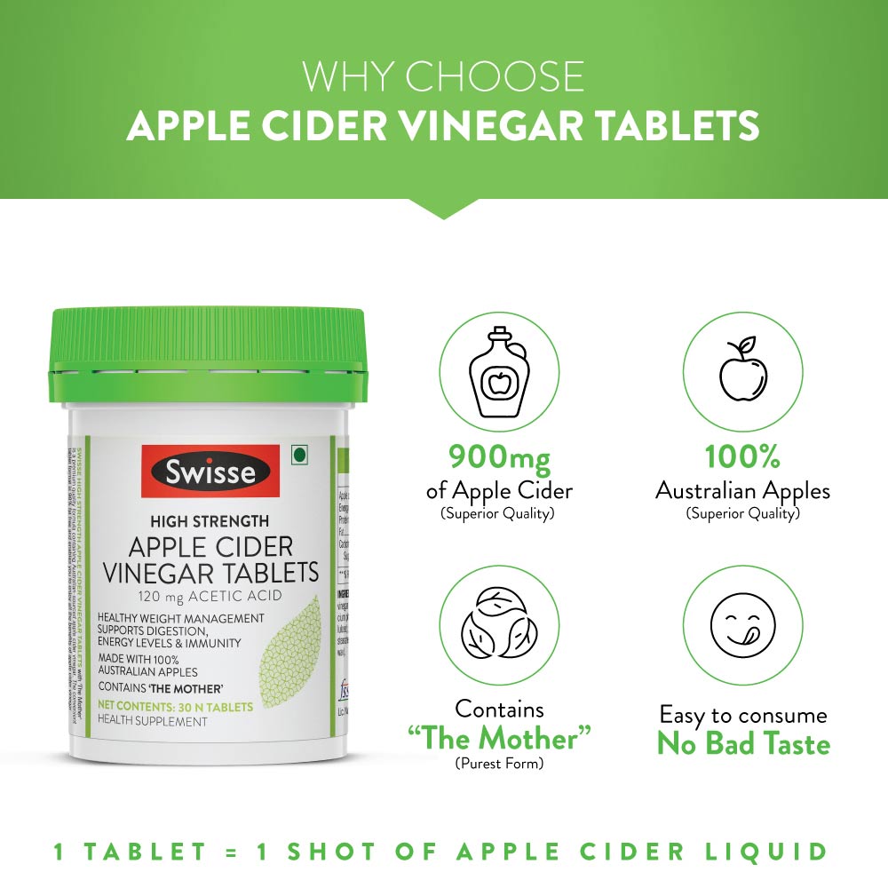 3 - Swisse High Strength Apple Cider Vinegar,  30 tablet(s)  Unflavoured 