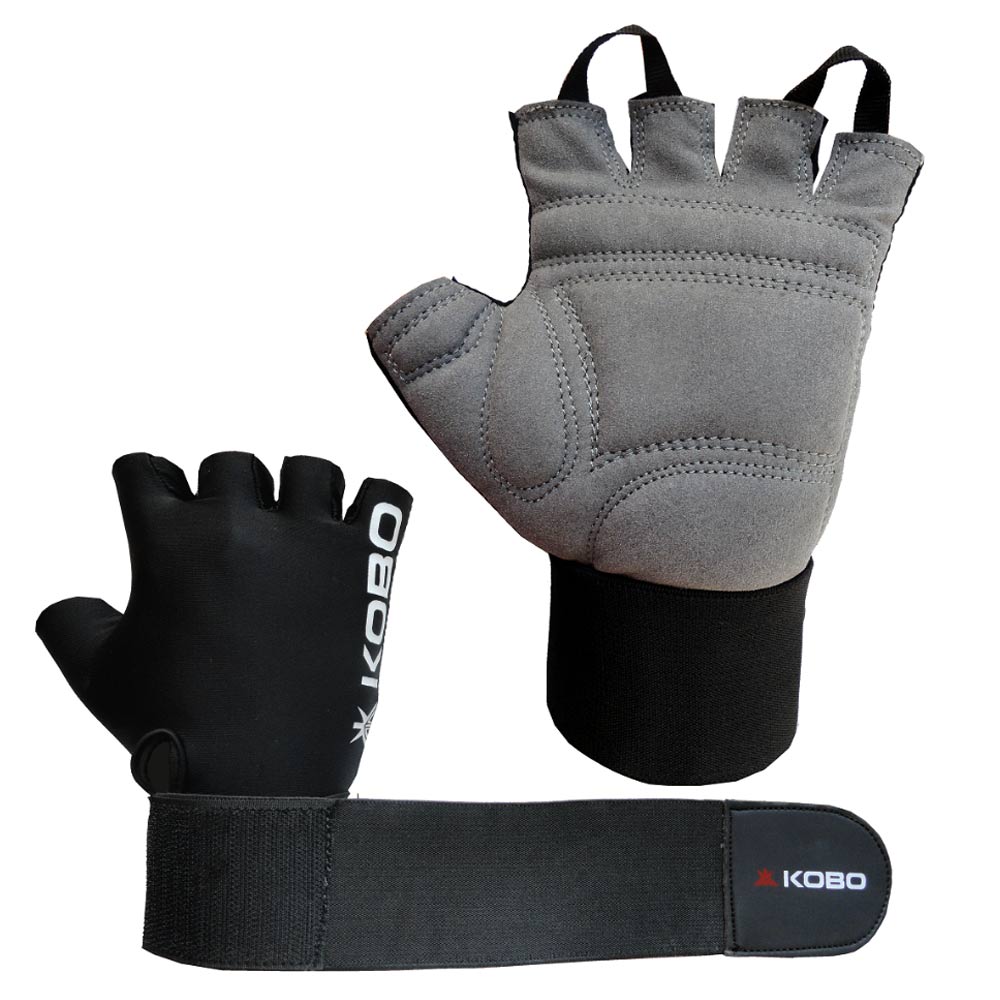 KOBO Weight Lifting Fitness Gym Gloves (WTG-09),  Black  Small 