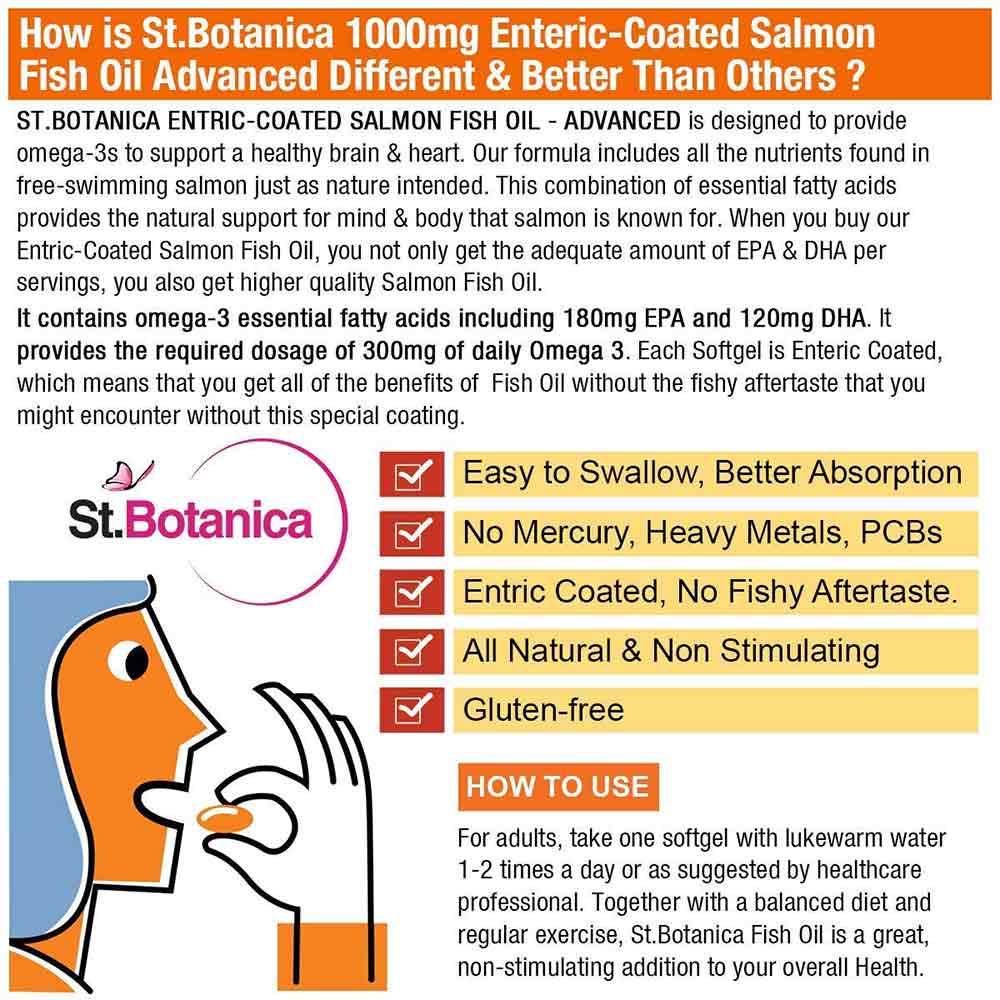 7 - St.Botanica Salmon Fish Oil 1000mg Advanced,  60 softgels 