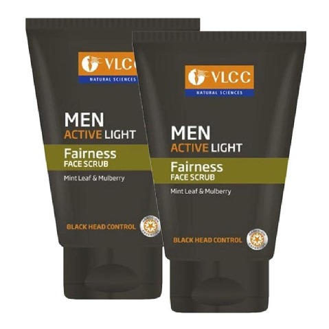 VLCC Men Active Light Fairness Face Scrub - Pack of 2, 100 g Black Head Control VLCC Men Active Light Fairness Face Scrub - Pack of 2, 100 g Black Head Control
