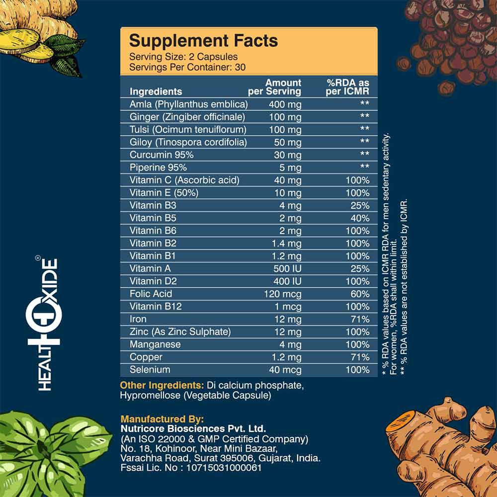 supplement - Health Oxide Immunity Booster,  60 capsules  Unflavoured 