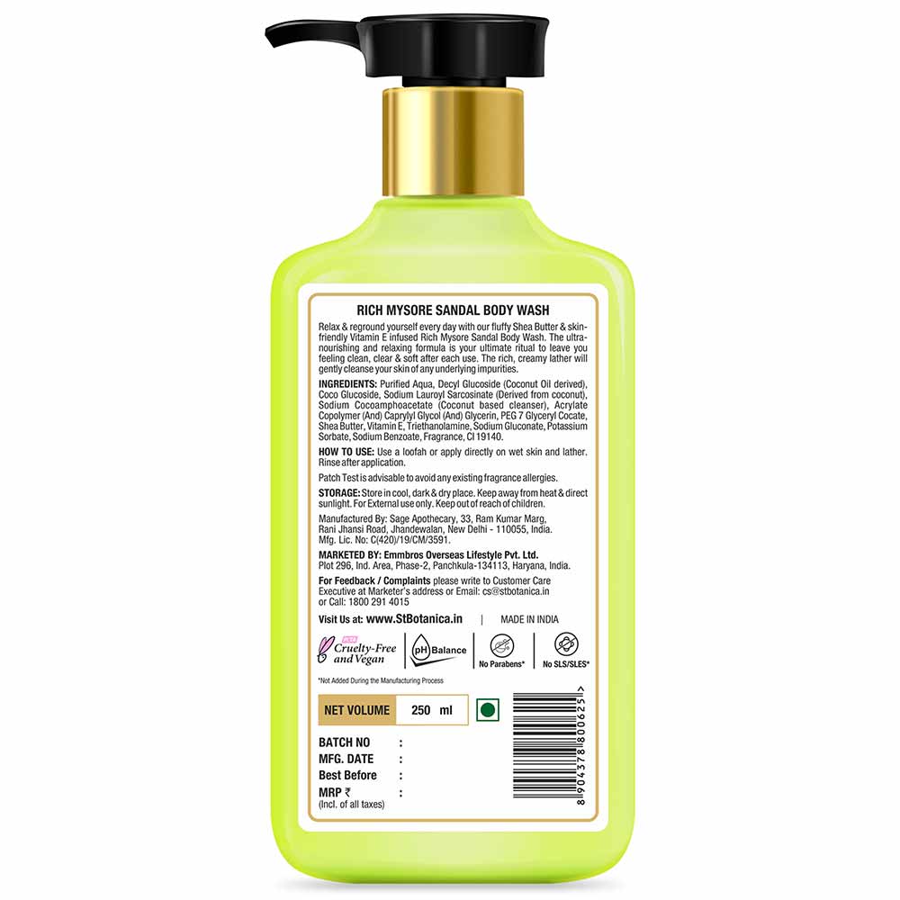 2 - St.Botanica Rich Mysore Sandal With Shea & Vitamin E Body Wash,  250 ml  for All Skin Type 