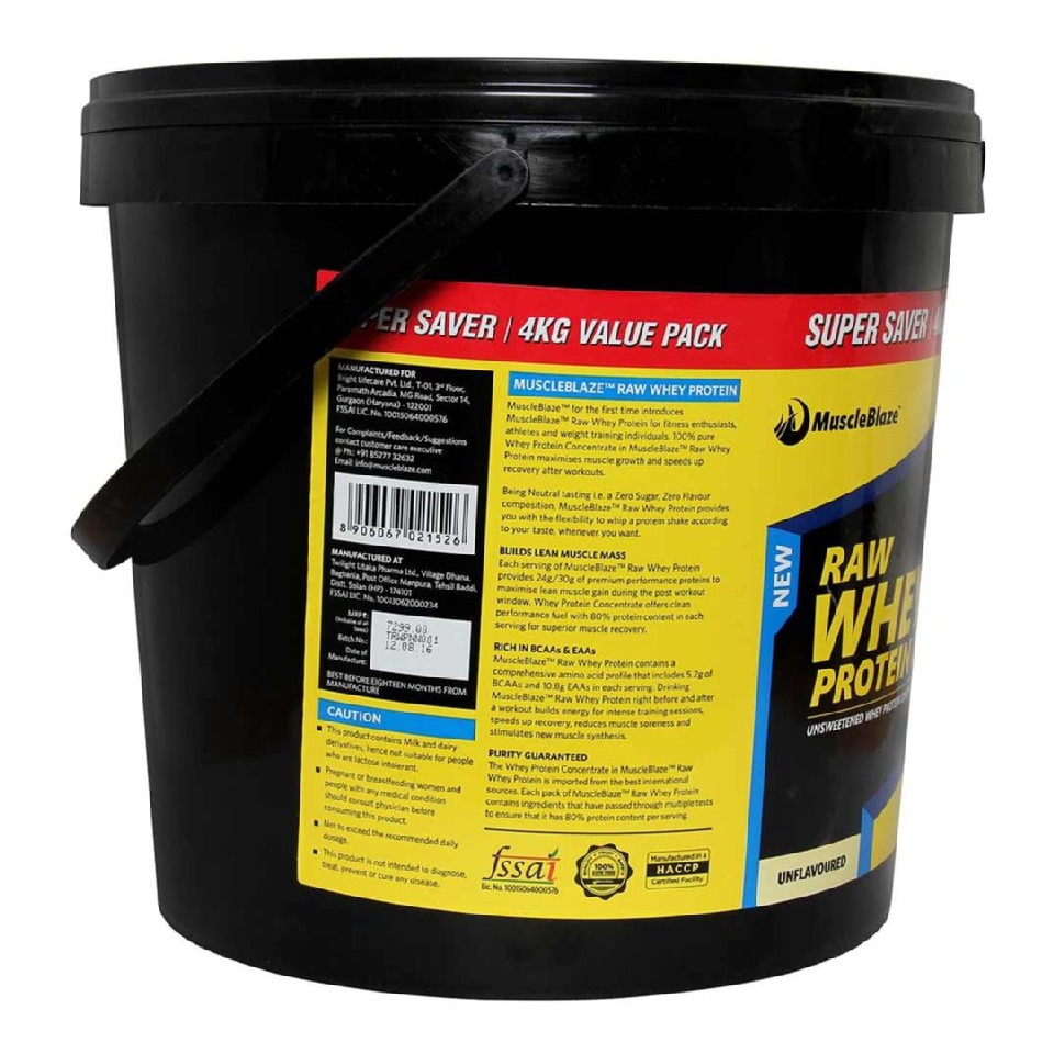 MuscleBlaze Raw Whey Protein 8.8 lb Unflavoured
