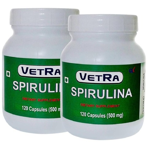 Vetra Spirulina (500 mg) - Pack of 2 120 capsules Vetra Spirulina (500 mg) - Pack of 2 120 capsules