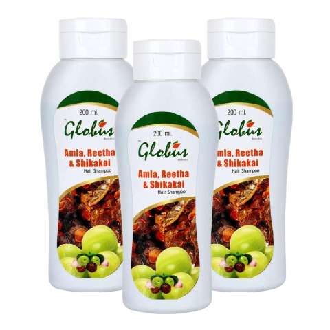 Globus Amla Reetha & Shikakai Shampoo - Pack of 3 200 ml All Hair Type Globus Amla Reetha & Shikakai Shampoo - Pack of 3 200 ml All Hair Type