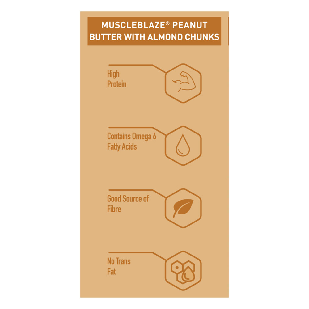 6 - MuscleBlaze Peanut Butter with Almond Chunks,  0.750 kg  Unflavoured 