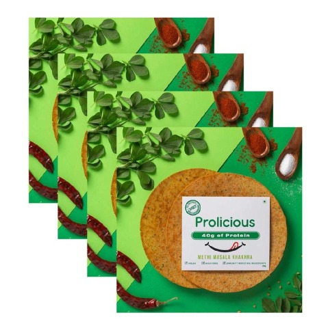 1 - Prolicious Methi Masala Khakhra,  Unflavoured (Pack of 4)  200 g 
