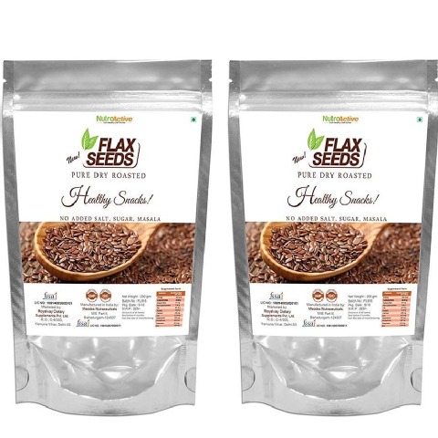 NutroActive Flax Seeds Pure Dry Roasted - Pack of 2 200 g NutroActive Flax Seeds Pure Dry Roasted - Pack of 2 200 g