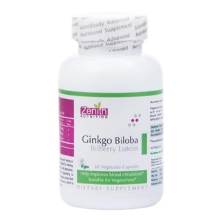 Zenith Nutrition Ginkgo Biloba with Bilberry & Lutein, 30 capsules