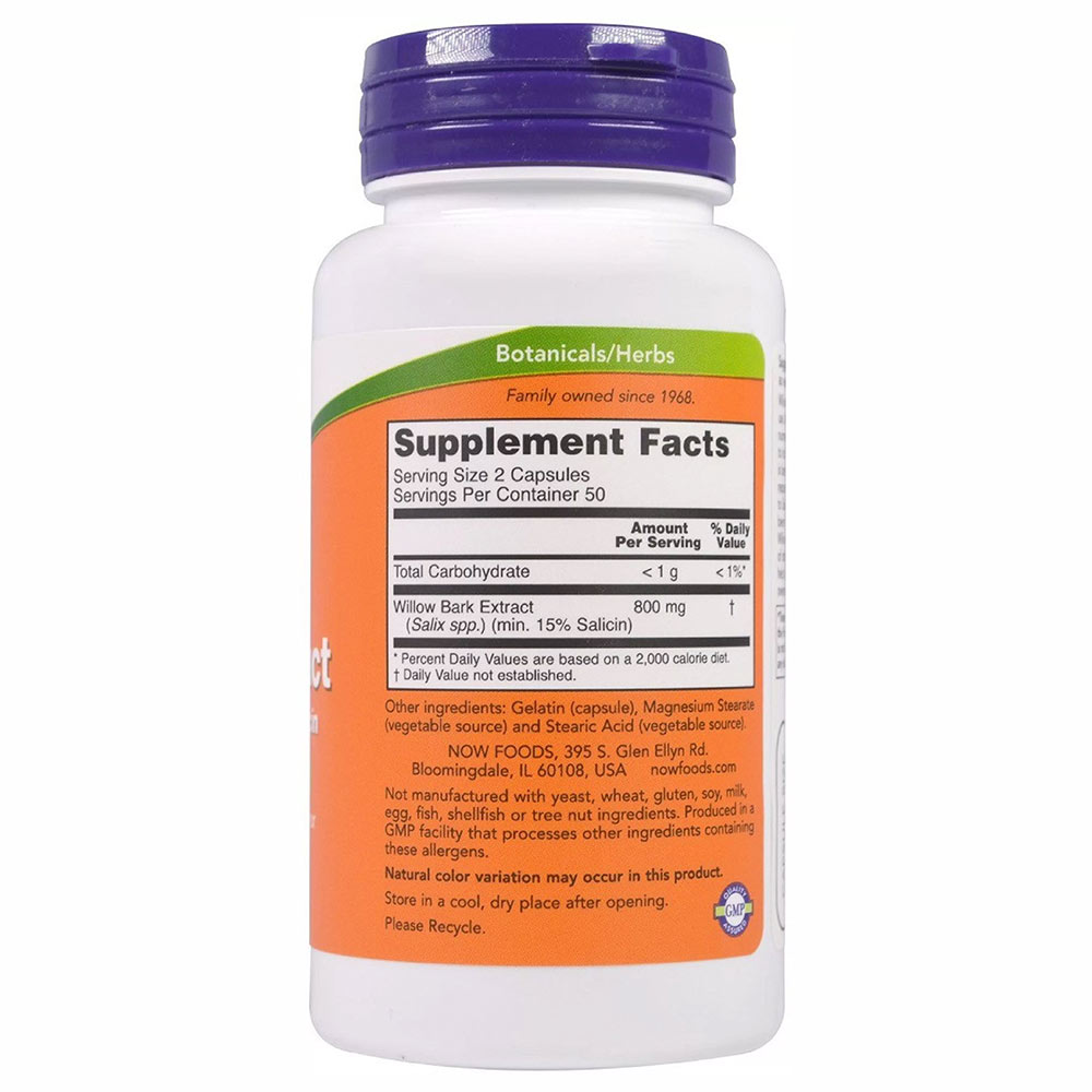 supplementinfo - Now Willow Bark Extract 400mg,  100 capsules 