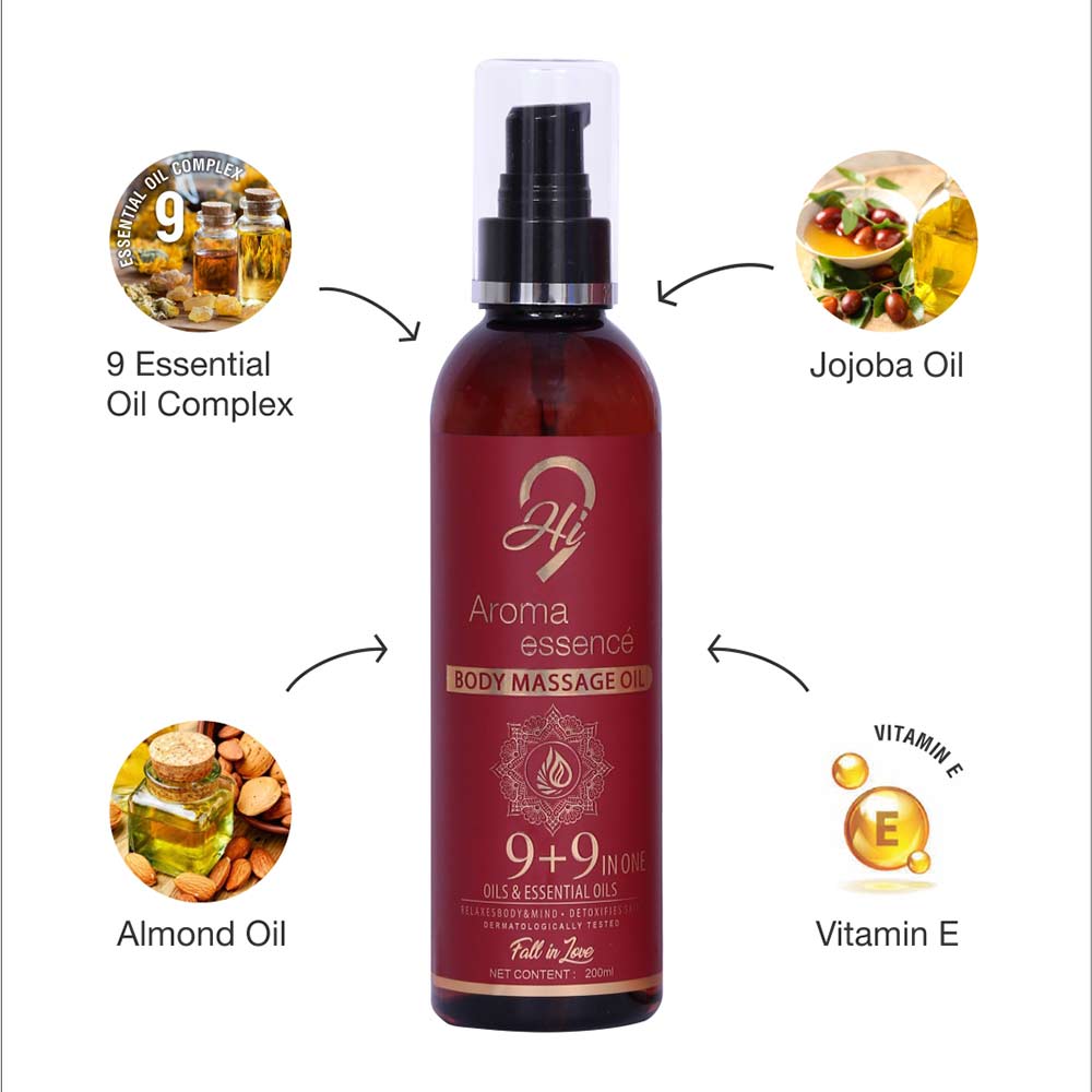 4 - Hi9 Aroma Essence Body Massage Oil,  200 ml  Relaxes Body & Mind 