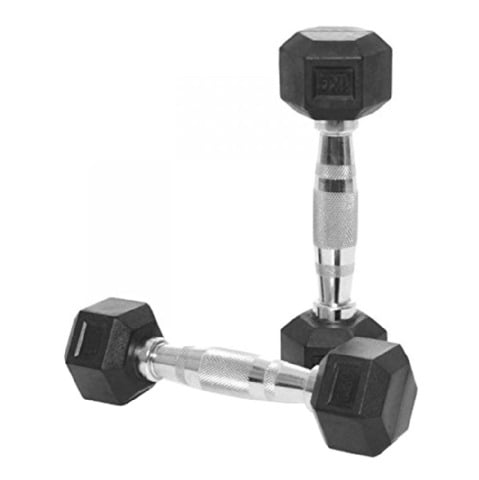 KOBO Grippy Hex Rubber Dumbbell (Hex-1), Black 1 kg