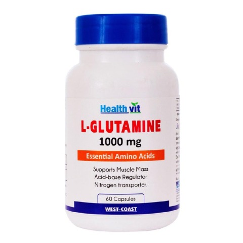 Healthvit L-Glutamine (1000 mg),  60 capsules  Unflavored 