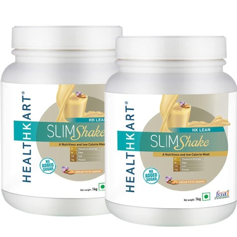 HealthKart SlimShake No Added Sugar 1 kg Kesar Pista Badam - Pack of 2