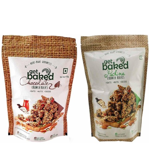 Get Baked Crunch Rocks Combo of 2,  Chocolate & Pudina  0.1 kg 