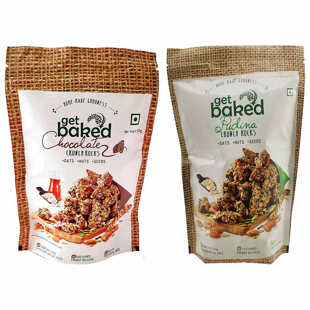 Get Baked Crunch Rocks Combo of 2,  Chocolate & Pudina  0.1 kg 