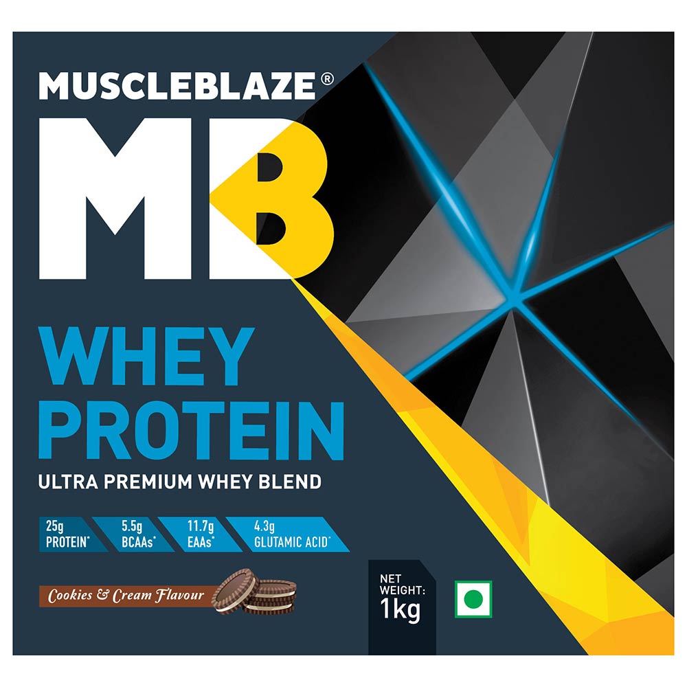 MuscleBlaze Whey Protein 2.2 lb Cookies and Cream - Pack of 2