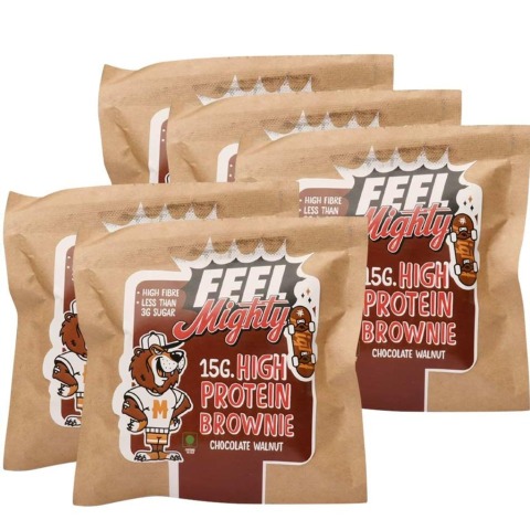 Feel Mighty High Protein Brownie Pack of 5 (15g Protein),  5 Piece(s)/Pack  Chocolate Walnut 