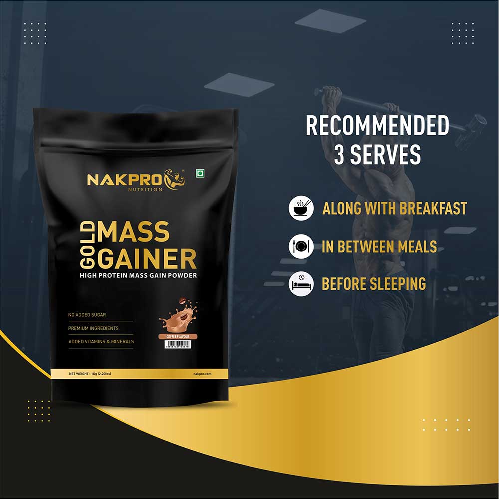 5 - Nakpro Gold Mass Gainer,  2.2 lb  Coffee (Pack of 3) 