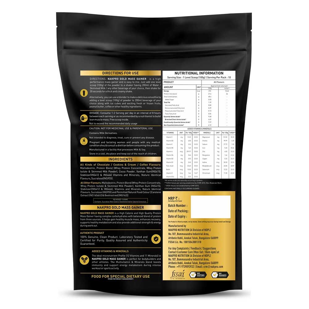 2 - Nakpro Gold Mass Gainer,  2.2 lb  Mango (Pack of 3) 