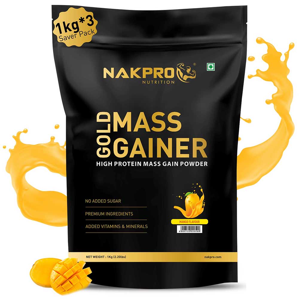 1 - Nakpro Gold Mass Gainer,  2.2 lb  Mango (Pack of 3) 