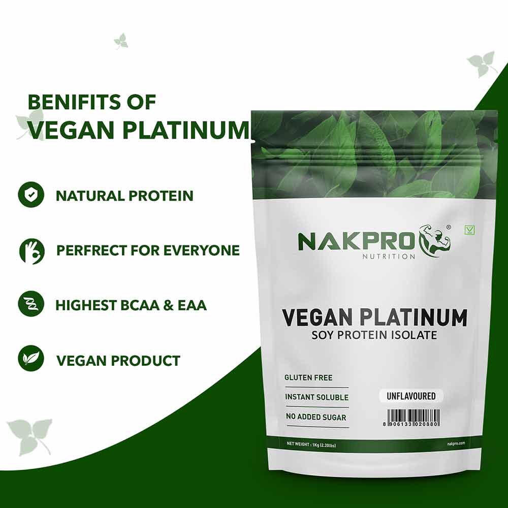 5 - Nakpro Vegan Platinum Soy Protein Isolate,  2.2 lb  Unflavoured (Pack of 2) 