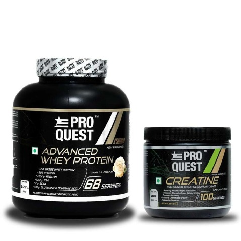 1 - Proquest Advanced Whey Protein 5lb & Creatine Monohydrate 0.55lb Combo, 2 Piece(s)/Pack Vanilla Cream & Unflavoured