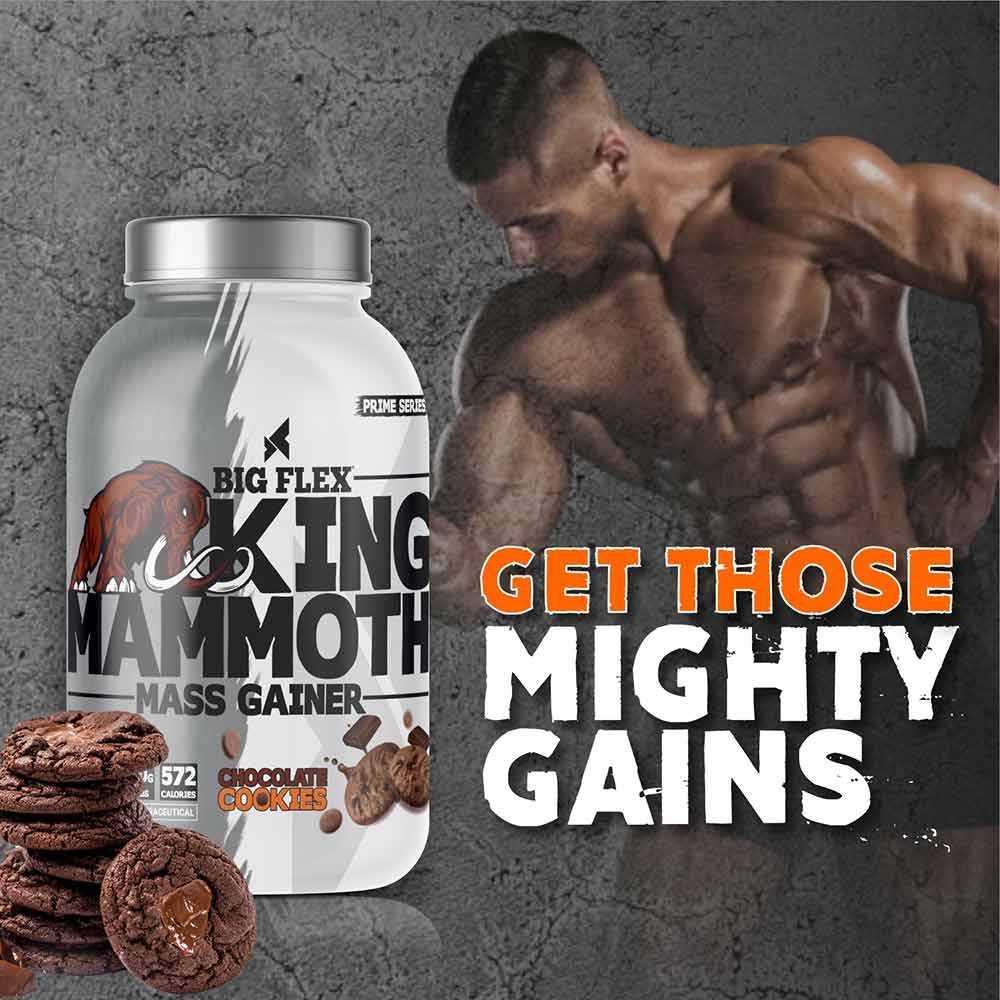 3 - Big Flex King Mammoth Mass Gainer,  2.2 lb  Chocolate Cookies 