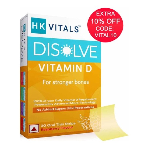 HealthKart HK Vitals DISOLVE Strips Vitamin D, 30 Strip(s) Raspberry