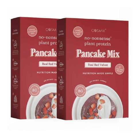 1 - Cosmix No Nonsense Plant Protein Pancake Mix, Real Red Velvet (Pack of 2) 200 g