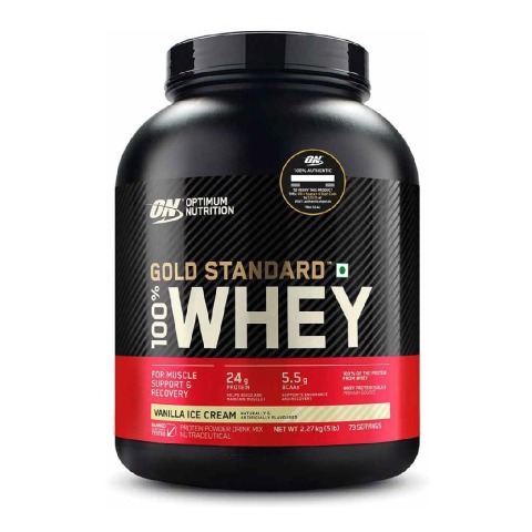 1 - ON (Optimum Nutrition) Gold Standard 100% Whey Protein,  5 lb  Vanilla Ice Cream 