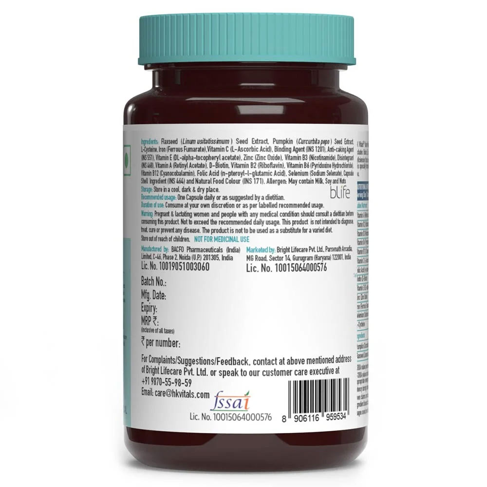 HK Vitals Hair Multivitamin 60 Caps & Biotin Shampoo & Pouch Combo by HealthKart