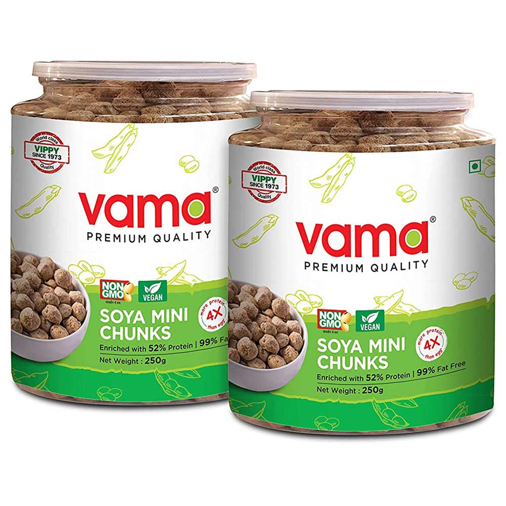 1 - Vama Soya Mini Chunks,  Enriched with Protein & Fibre Pack of 2  250 g 
