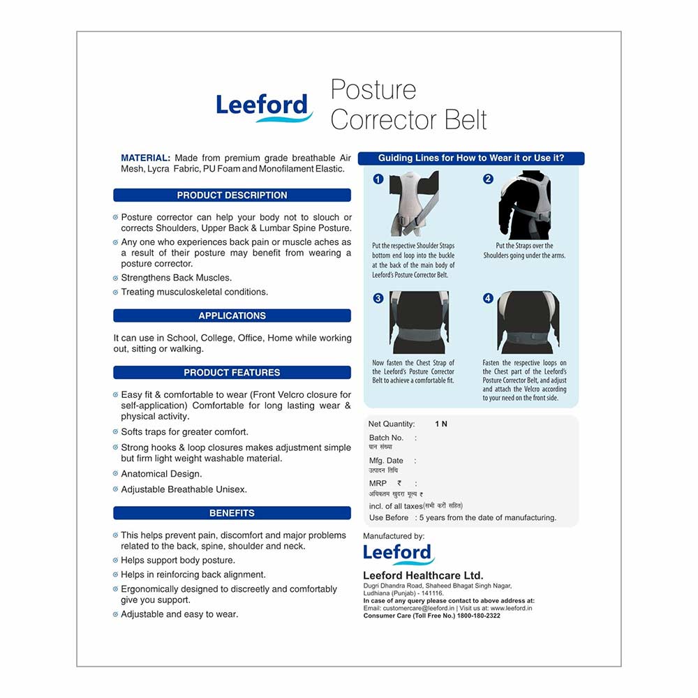 2 - Leeford Posture Corrector Belt,  Medium  Grey 