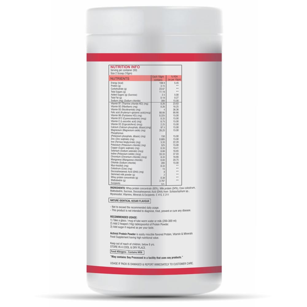 2 - Activist Protein Powder,  500 g  Kesar 