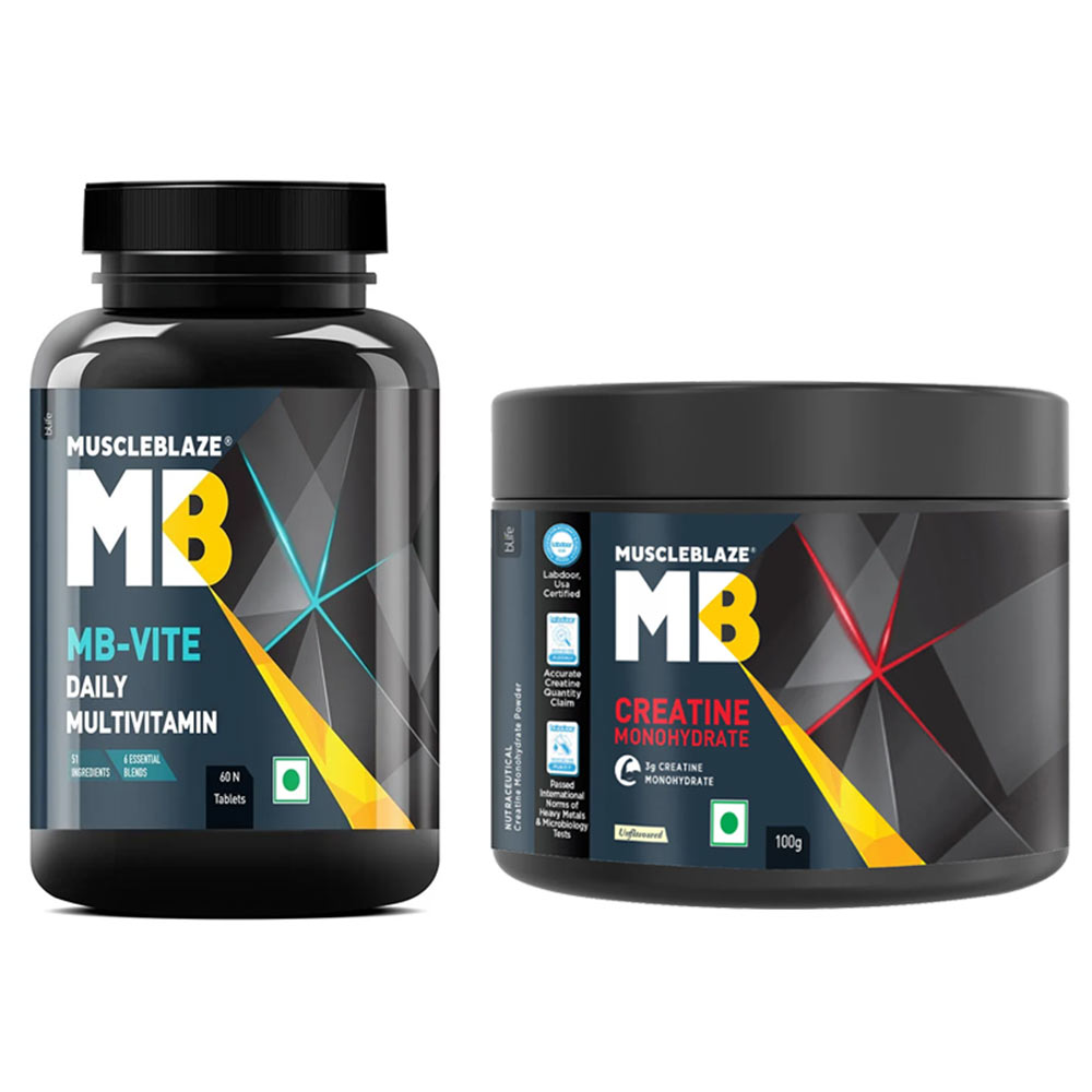 MuscleBlaze Creatine Monohydrate 0.22 lb & MB-VITE 60 Tabs Combo