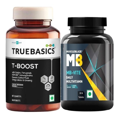MuscleBlaze MB-VITE Daily Multivitamin 30 Tabs & TrueBasics T Boost 60 tabs Combo