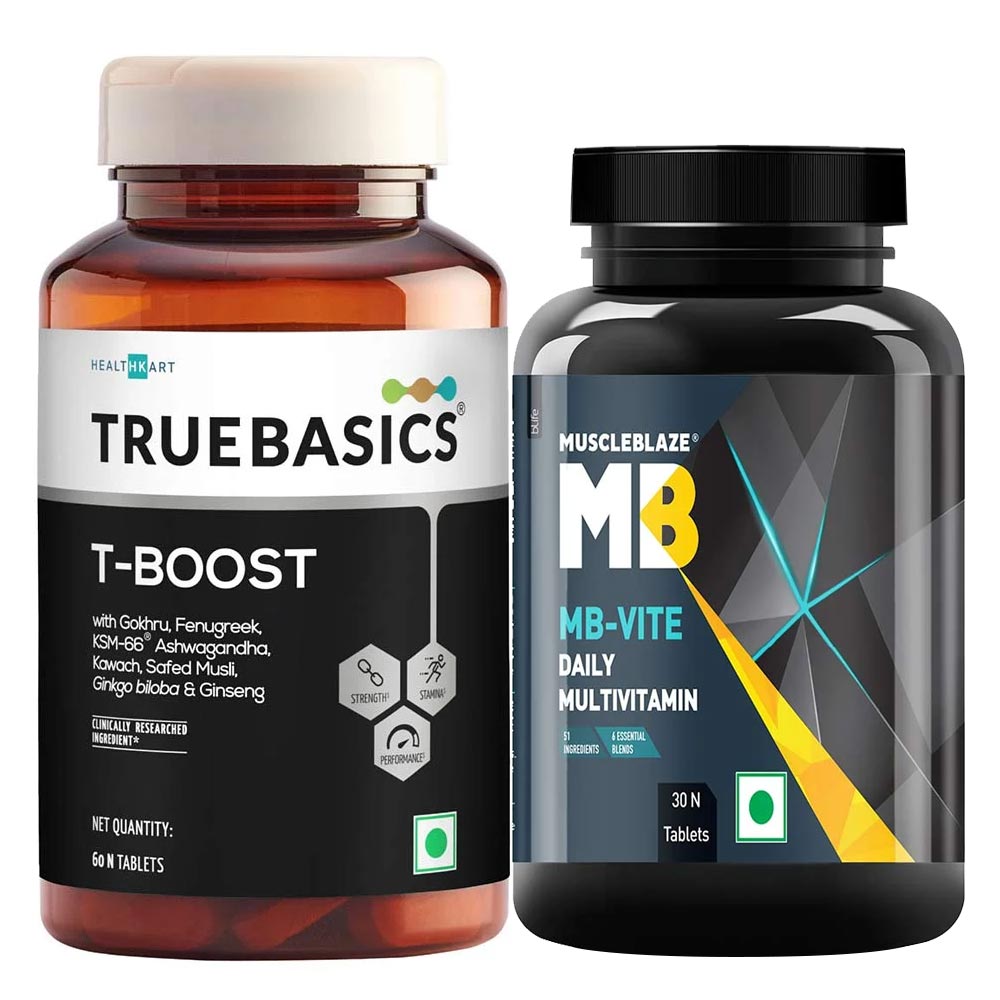 MuscleBlaze MB-VITE Daily Multivitamin 30 Tabs & TrueBasics T Boost 60 tabs Combo